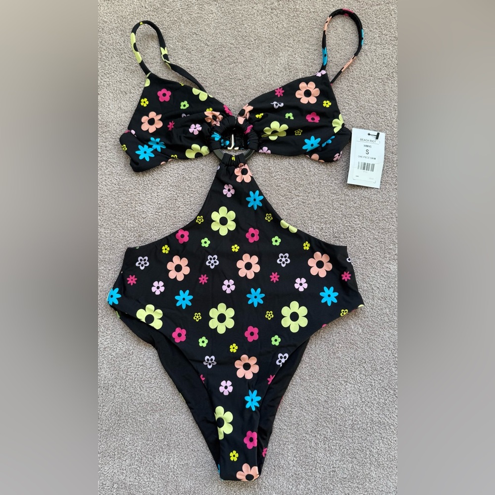 NEW -Beach Riot - One Piece - Kirsten - Black Y2K BOUQUET - NWOT